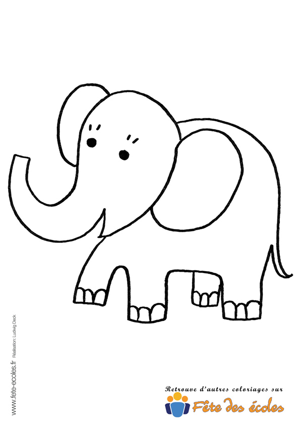 L'éléphant de Fête des Écoles en coloriage