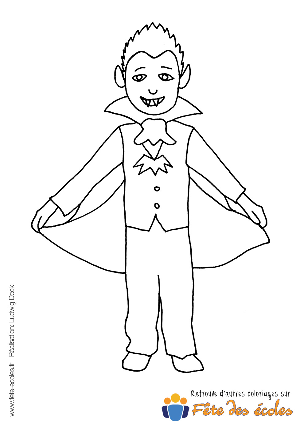 Dracula, l'enfant vampire pour les coloriages Halloween sur Fête des Écoles !