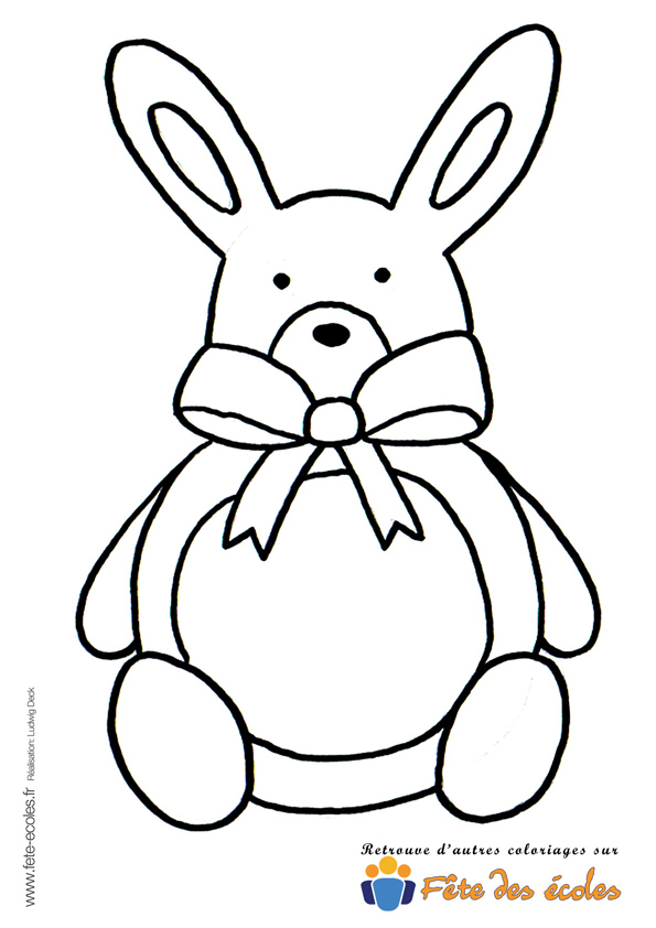 Le lapin en peluche en coloriage sur Fête des Écoles