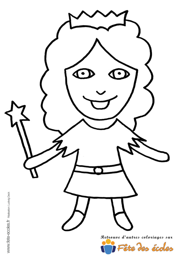 La princesse étoile en coloriage sur Fête des Écoles