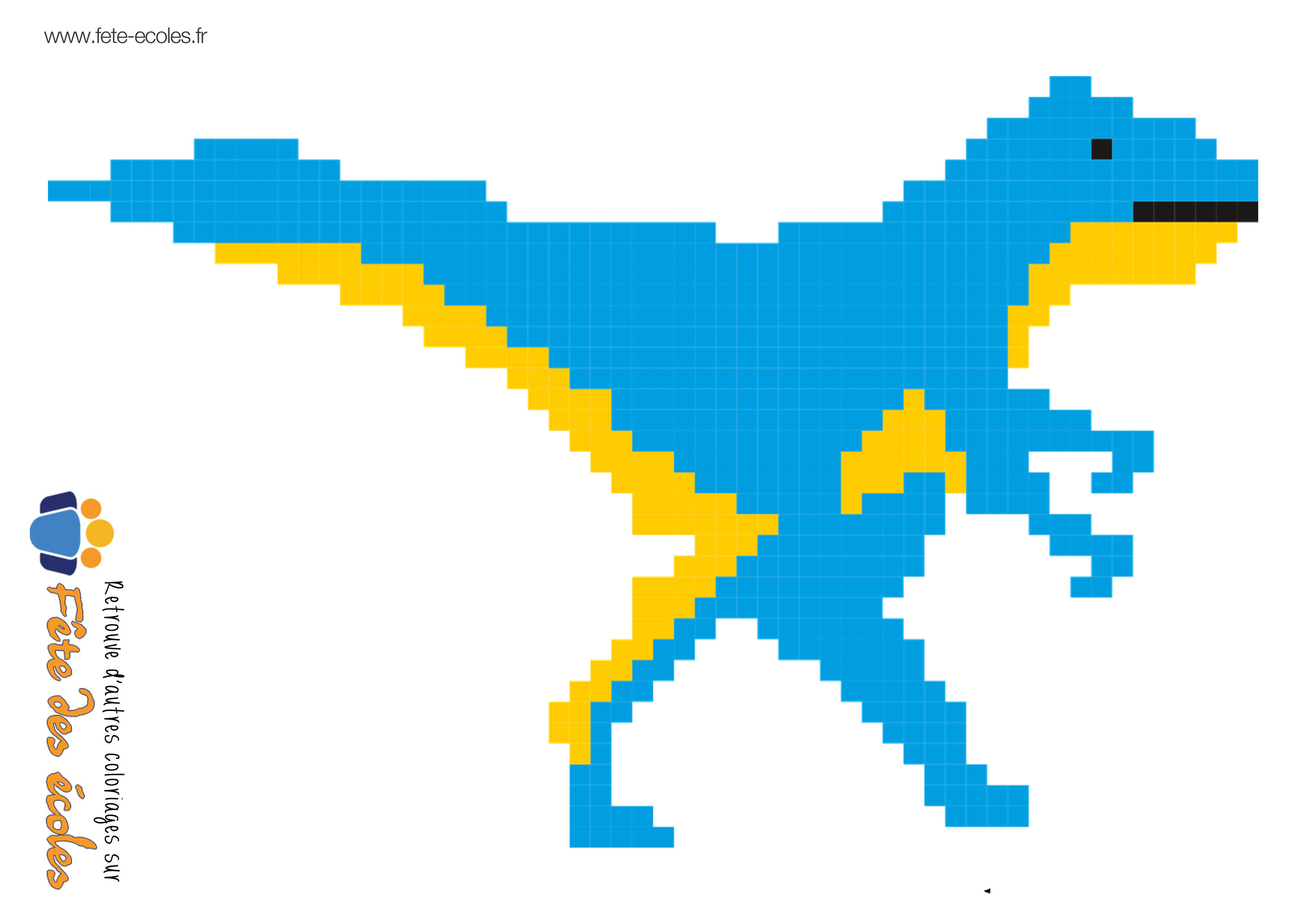 coloriage pixel dinosaure tyrannosaure