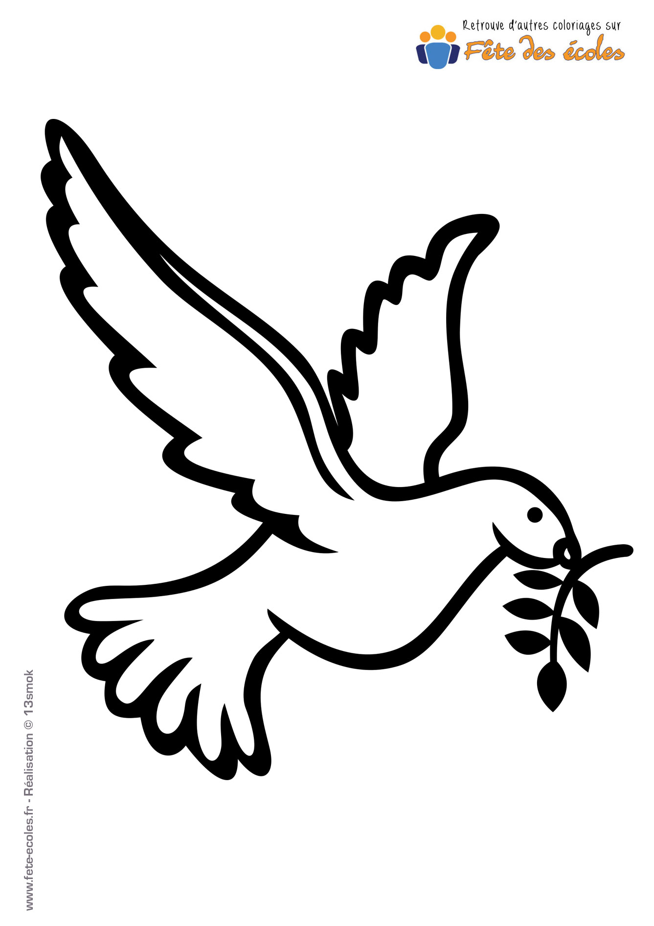 Coloriage d'une colombe dessinée par 13smok, dessinateur Polonais