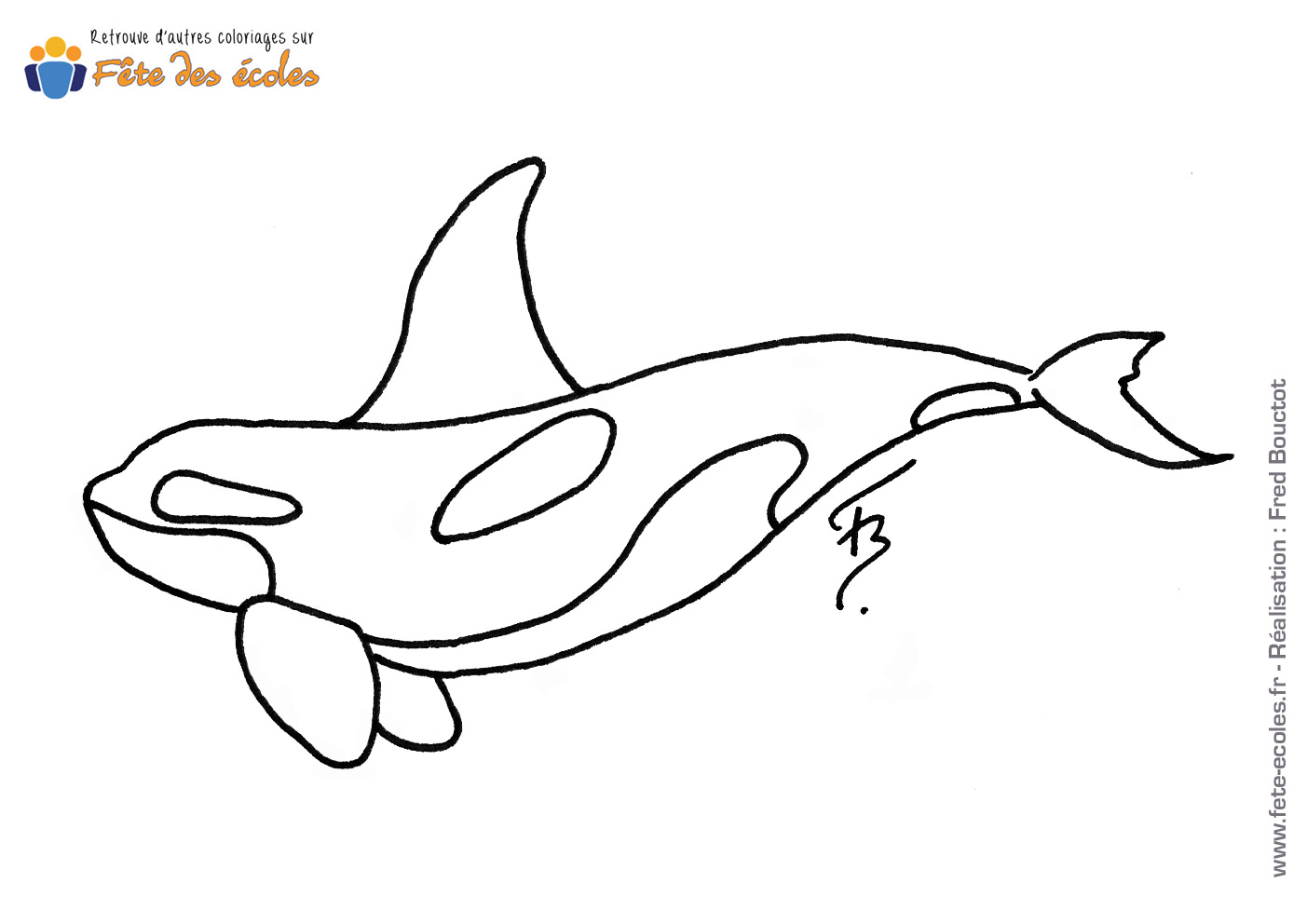 Coloriage d'un dauphin dessiné par Fred Bouctot
