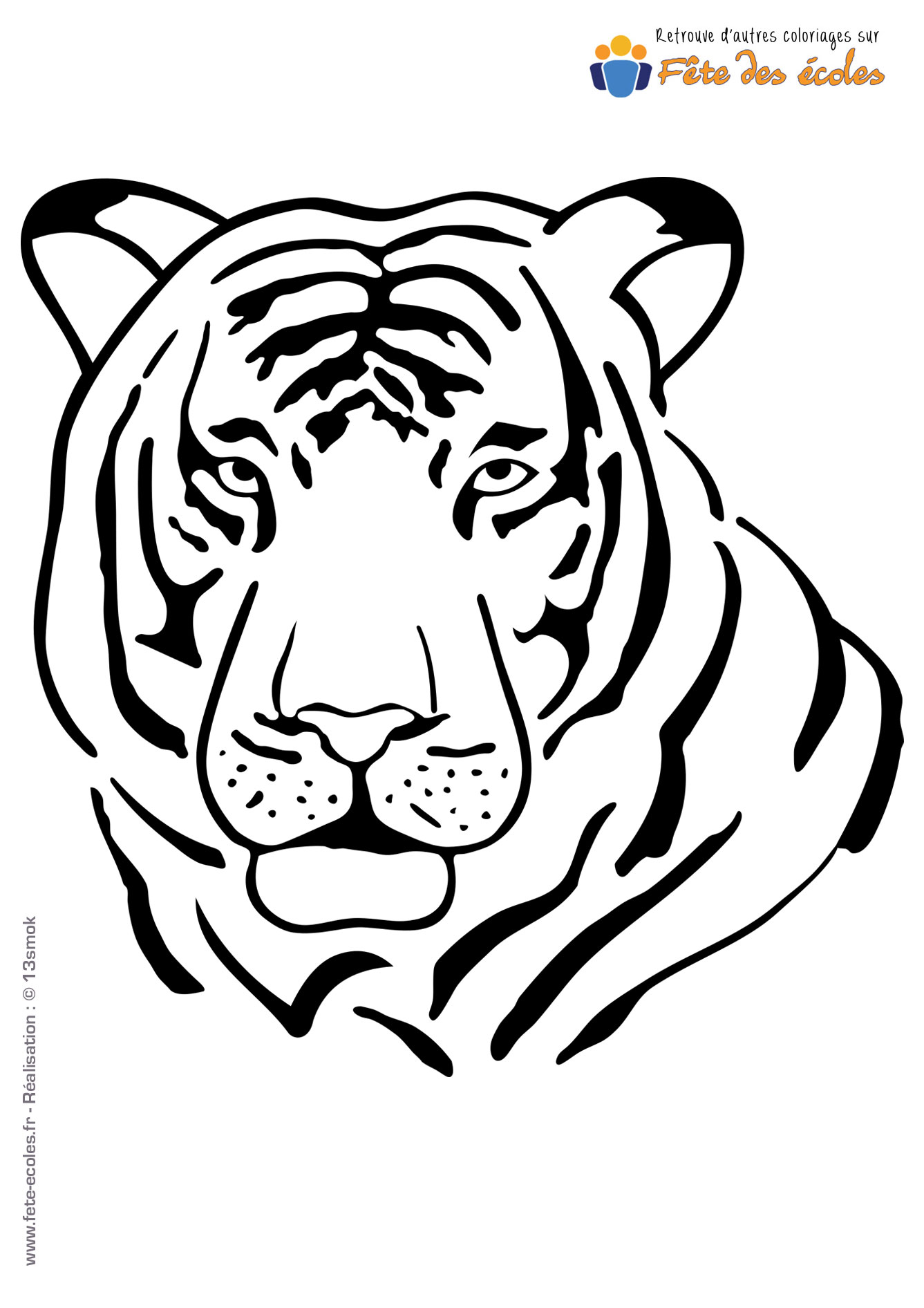 Coloriage d'une tête de tigre