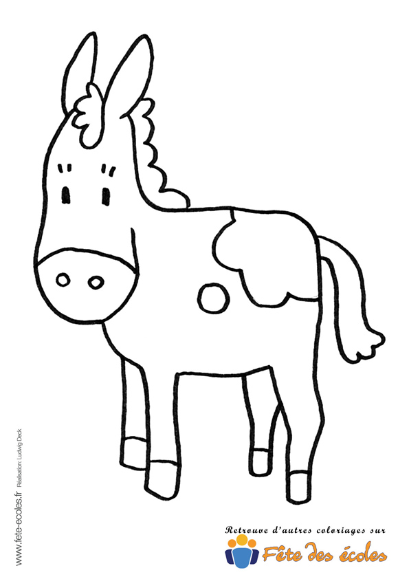 L'âne de Fête des École en coloriage
