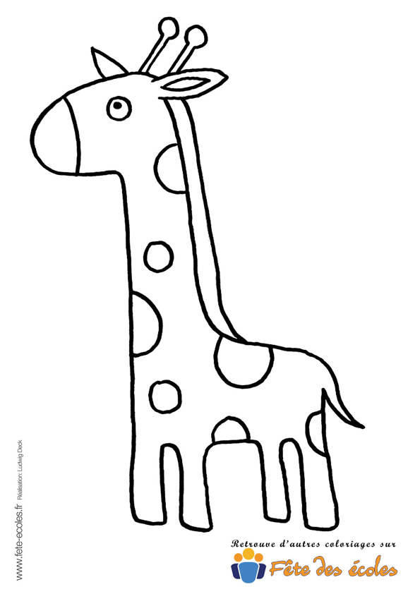 La girafe de Fête des Écoles en coloriage